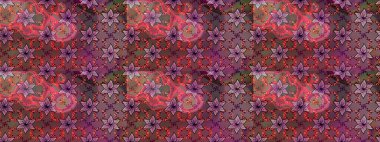 Çiçek desenli raster, kahverengi ve pembe çizgi grafik desenli soyut raster arkaplan. Modern stil dokusu.