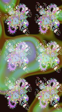 Çiçekli, yapraklı, çiçek desenli eskiz. El çizimi. Raster illüstrasyonu.