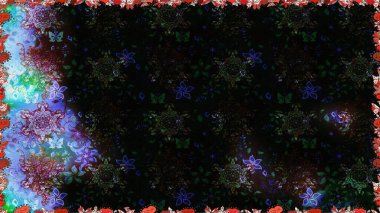 Raster illüstrasyonu. Raster illüstrasyonu. El yapımı çiçek ve bitki koleksiyonu. Şirin karalama çiçekleri olan kusursuz çiçek desenleri. Eskiz tarzı siyah renkler.