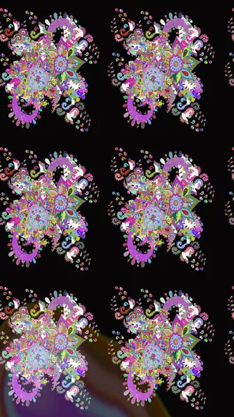 Sevimli çiçek raster deseni. Modaya uygun kumaş deseni. Renkli Yaz Temalı eskiz kalıbı. Düz Çiçek Elementleri Tasarımı.