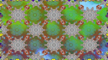 Raster çiçekli arka plan. Düz Çiçek Elementleri Tasarımı. Yazdır. Güzel, pürüzsüz bir desen. Renkli Yaz Temalı Kusursuz Arkaplan. Şirin kumaş deseni.