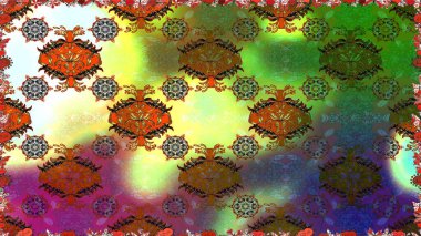 Renkli Yaz Temalı Kusursuz Arkaplan. Yeşil renkli çiçekler. Düz Çiçek Elementleri Tasarımı. Çiçekli pürüzsüz retro desen.