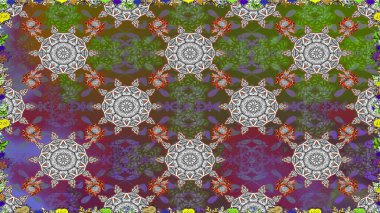 Raster illüstrasyonu. Çiçekli, pürüzsüz bir desen. Gri renklerde bahar çiçekleri. Raster çiçekleri klasik tarzda resmedilir..