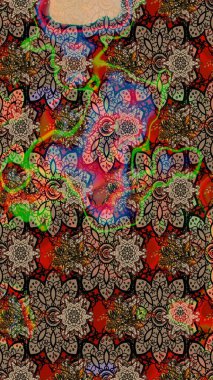 Düz Çiçek Elementleri Tasarımı. Renkli Bahar Teması eskiz kalıbı. Raster illüstrasyonundaki çiçek desenli çizim. Süslü kumaş deseni.