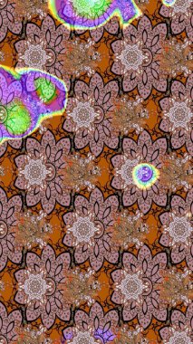 Raster illüstrasyonu. Kahverengi renkli çiçekler. Çizim çiçek deseni duvar kağıdı için kullanılabilir.