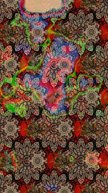 Düz Çiçek Elementleri Tasarımı. Renkli Bahar Teması eskiz kalıbı. Raster illüstrasyonundaki çiçek desenli çizim. Süslü kumaş deseni.