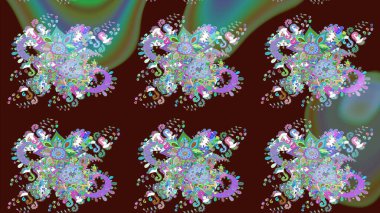 Suluboya çizim kalıbı. Çiçekler suluboya tarzında kahverengi renkte. Çiçek izi.