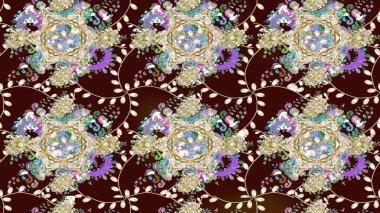 Kahverengi renkli çiçekler. Nazik romantik baskı. Tatil havası. Bahar mevsimi. Raster güzel bir çiçek deseni çiziyor..