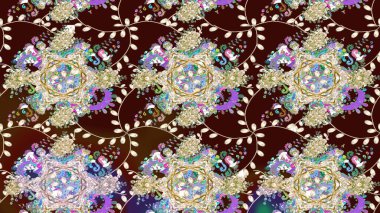 Çiçekli el çizimi çizimi deseni. Modern gelişim kahverengi raster arka plan duvar kâğıdı illüstrasyon klasik çizgili iz sürme desenli çiçekler, çiçekli süsler.