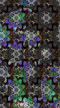 Siyah kıvırcık çiçekler siyah renkte şekillenir. Klasik çiçek tasarımı elementleri. Raster illüstrasyonu.