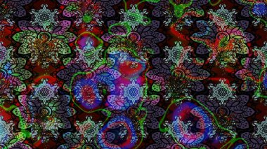 Çiçek deseni. Raster illüstrasyonu. Chichi 'nin kumaş kalıbını çiz. Renkli Bahar Teması eskiz kalıbı. Düz Çiçek Elementleri Tasarımı.