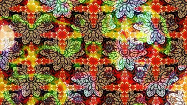 Tomurcukları papatya çiçekleri olan sevimli bir çiçek deseni. Eskiz geçmişi. Raster illüstrasyonu. Kumaş, tekstil, duvar kağıdı baskısı için. Eski usul. Miles Fleur, dandik süs.