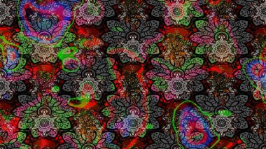 Raster Illustrasyon 'daki Çiçek Deseni' nin son moda çizimi. Siyah renkli çiçekler. Renkli Yaz Temalı eskiz kalıbı. Düz Çiçek Elementleri Tasarımı.