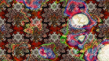 Şirin çiçekler. Çizgi çizimi kalıbı. Raster Moda kumaş deseni.