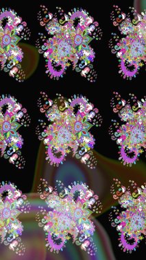 Çiçek desenli raster, siyah çizgi grafik desenli soyut raster arkaplan. Modern stil dokusu.