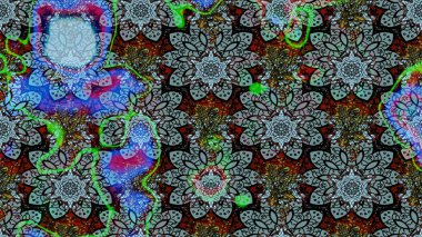 Çiçek desenli çizim. Raster illüstrasyonu. Asya tekstil tarzında. Mavi renkli çiçekler. Renkli Bahar Teması eskiz kalıbı. Düz Çiçek Elementleri Tasarımı.