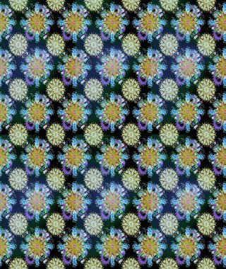 Kusursuz bir arka plan modeli. Vadinin çiçekleri mavi ve nötr renklerde. Raster - stok. Suluboya, elle çizilmiş.