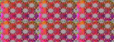 Gri ve kırmızı renklerde parlak çiçekli halı deseni.