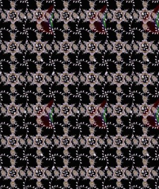 Renkli Bahar Temalı Kusursuz Arkaplan. Şirin çiçek elementleri. Kusursuz desenli, modaya uygun kumaş deseni. Raster illüstrasyonu. Düz Çiçek Elementleri Tasarımı.