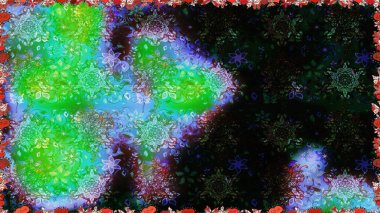 Düz Çiçek Elementleri Tasarımı. Çiçekle kusursuz desen. Renkli Bahar Temalı Kusursuz Arkaplan. Siyah ve yeşil renkte çiçekler.