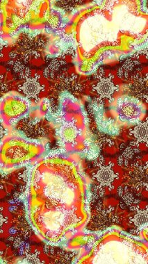 Kumaş, tekstil, duvar kağıdı baskısı için. Eski usul. Tomurcukları papatya çiçekleri olan sevimli bir çiçek deseni. Miles Fleur, süslü püslü bir süs. Eskiz geçmişi. Raster illüstrasyonu.