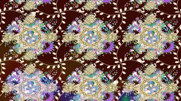 Çiçekli el çizimi çizimi deseni. Modern gelişim kahverengi raster arka plan duvar kâğıdı illüstrasyon klasik çizgili iz sürme desenli çiçekler, çiçekli süsler.