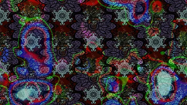 Kızılderili desenli desenli desenli şal deseni. Etnik Mandala süsü. Raster Henna dövme stili. Tekstil, tebrik kartı, boyama kitabı, telefon kılıfı baskısı için kullanılabilir.