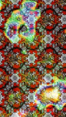 Çiçeksel çizim kalıbının yansıması. Vadinin gri renkli çiçekleri.