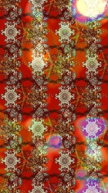 Dallı bahar çiçekleriyle desen, kahverengi renklerle çiçek siluetiyle desen. Raster deseni.