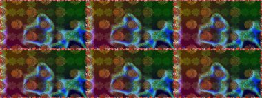 Renkli Bahar Temalı Kusursuz Arkaplan. Raster illüstrasyonunda kusursuz çiçek deseni. Düz Çiçek Elementleri Tasarımı. Kahverengi ve yeşil renkte çiçekler.