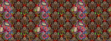 Motley illüstrasyonu. Küçük renkli çiçekler. Moda baskıları için zarif bir şablon. Küçük çiçekte güzel bir desen. Bahar çiçekleri ve bej çiçekleri.