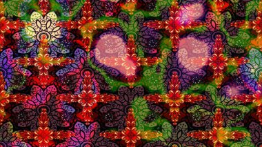 Renkli çizim kalıbı. Çiçek arkaplan. Çiçek duvar kâğıdı. Raster illüstrasyonu. Kahverengi renkli şirin tekstil.