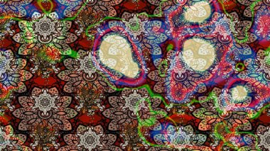 Raster çiçek desenli çiçek deseni, yapraklar, dekoratif elementler, sıçrama, lekeler, el çizimi kontur çizgileri ve Doodle çizim stili, grafik raster çizim çizimi.