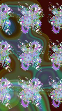 Çiçek desenli çizim. Raster illüstrasyonu. Asya tekstil tarzında. Güzel kumaş deseni. Renkli Bahar Teması eskiz kalıbı. Düz Çiçek Elementleri Tasarımı.