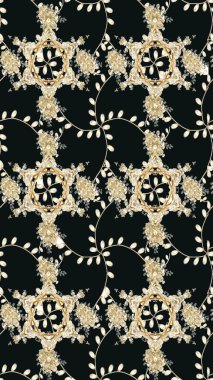 Çiçek desenli çizim. Raster illüstrasyonu. Gri renkli Asya tekstili.