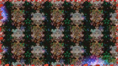 Raster illüstrasyonu. Gri ve kahverengi renkli çiçekler. Küçük çiçekte sevimli çiçek deseni var..