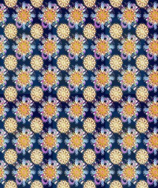 Çiçeksiz desenli, suluboya elle çizilmiş elementler. Parlak renkli fantezi çiçekleri, yapraklar, mavi ve nötr renklerde tomurcuklar mavi ve nötr.