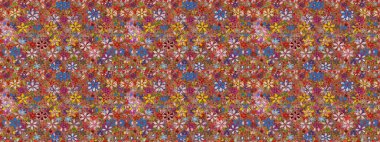 Çiçekler, dallar, bitkiler ve çiçekler. Raster illüstrasyonu. Güzel kumaş deseni. El çizimi.