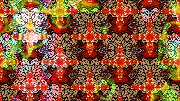 Raster illüstrasyonundaki çiçek desenli çizim. Kırmızı renkte çiçekler. Renkli Bahar Teması eskiz kalıbı. Düz Çiçek Elementleri Tasarımı.