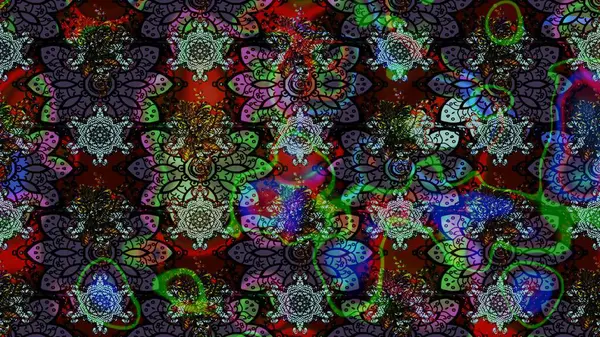 Şirin çiçekler. Çizgi çizimi kalıbı. Raster Moda kumaş deseni.