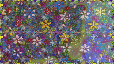 Soyut etnik raster kusursuz desen. Çiçekler. Vadinin yeşil renkli çiçekleri.