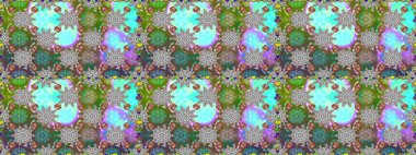 Zentangle soyut çiçekleri. Renkli Bahar Temalı Kusursuz Arkaplan. Güzel kumaş deseni. Düz Çiçek Elementleri Tasarımı. Karalama çiçeği. Raster illüstrasyonu.