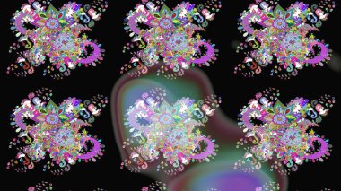 Çiçek desenli eskiz. Gömlek baskısı için çiçek boyası. Siyah renkte çiçekler.