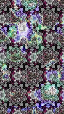 Raster deseni. Süslü kumaş deseni. Çiçekli çiçek deseni, suluboya..