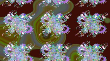 Egzotik çiçekler, kahverengi renklerde botanik, parlak, klasik bir doğa. Raster illüstrasyonu. Klasik tropikal doğal elementlerin suluboya seti.