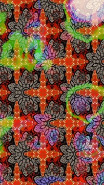 Raster resim. Güzel kumaş deseni. Doodle çiçekler ve dalları, otlar ve çiçekler. Elle çizilmiş.