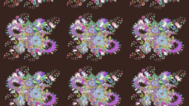 Renkli Bahar Teması eskiz kalıbı. Düz Çiçek Elementleri Tasarımı. Güzel kumaş deseni. Raster illüstrasyonunda çiçek deseni çizimi.