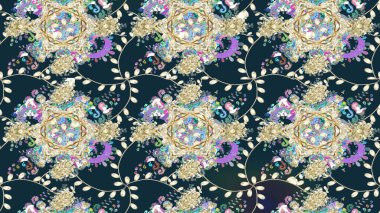 Raster illüstrasyonundaki çiçek desenli çizim. Suluboya tarzında mavi renkte çiçekler.