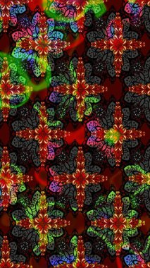 Raster illüstrasyonu. Düz Çiçek Elementleri Tasarımı. Renkli Bahar Teması eskiz kalıbı. Çiçek deseni. Chichi kumaş deseni çiz.