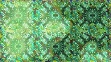 Şirin çiçek elementleri. Yeşil ve nötr renklerde çiçekler. Raster illüstrasyonu. Kusursuz..